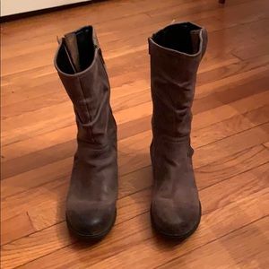 Clarks brown leather boots, size 8